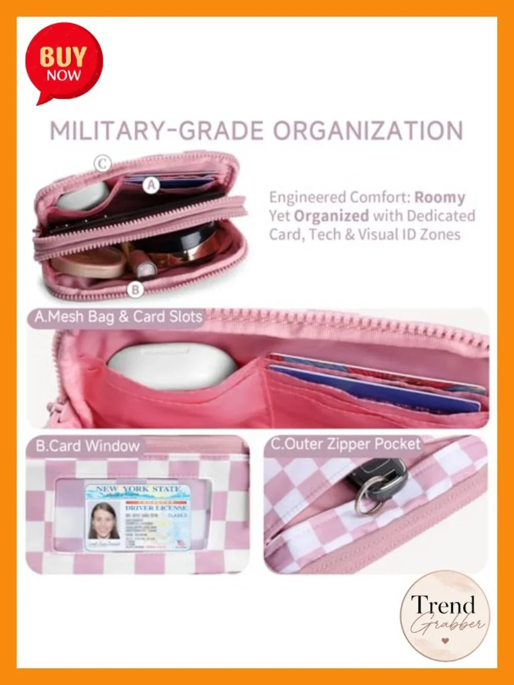 Nylon Wristlet Wallet with RFID Blocking & Crossbody Strap